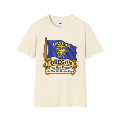 Oregon State Flag T-Shirt — 'Allis Volat Propria' Vintage Banner Tee