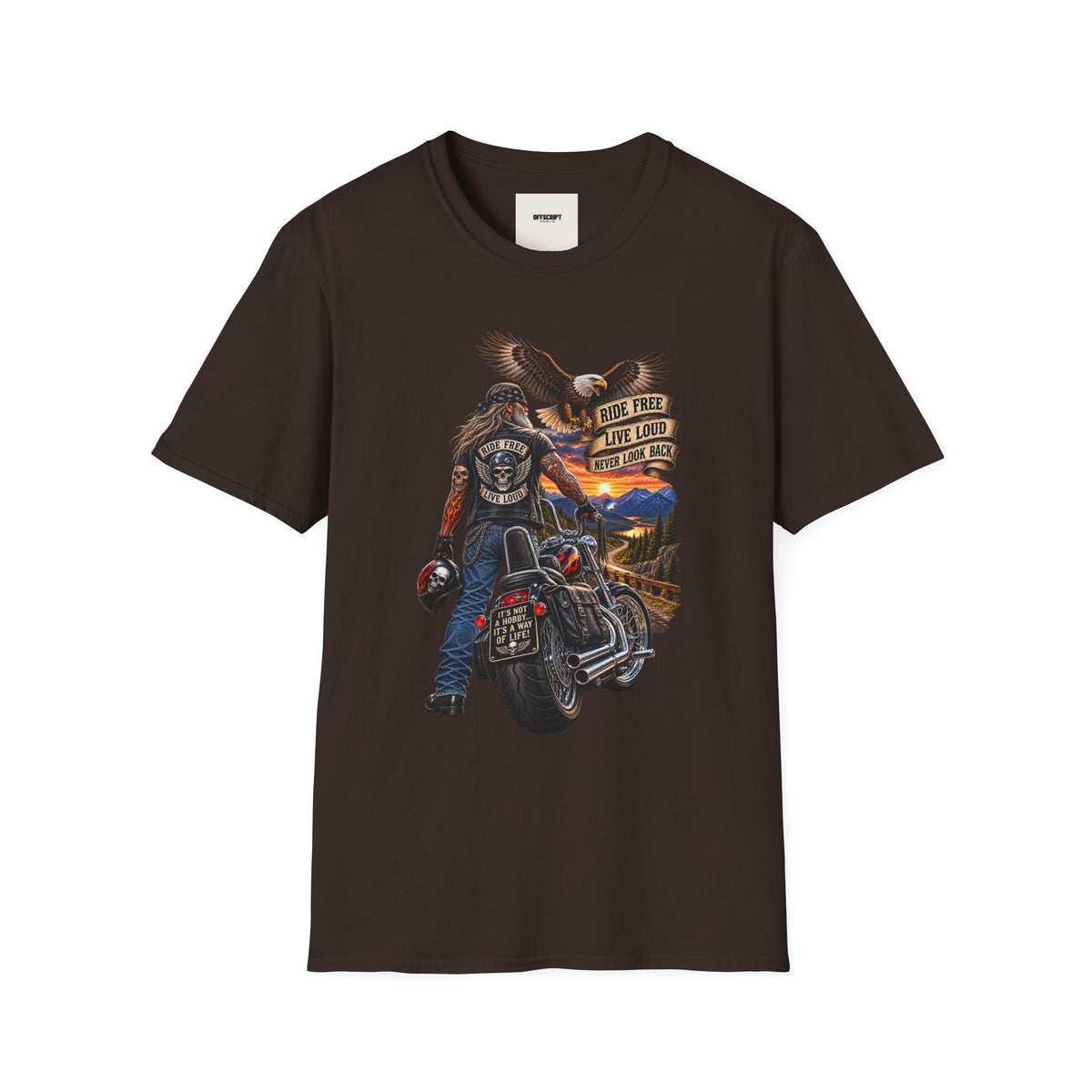 Biker Eagle T-Shirt — "Ride Free, Live Loud" Motorcycle Tee