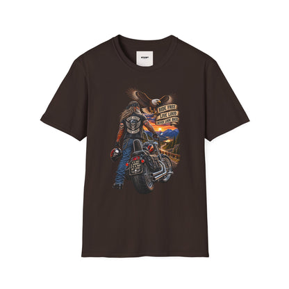 Biker Eagle T-Shirt — "Ride Free, Live Loud" Motorcycle Tee