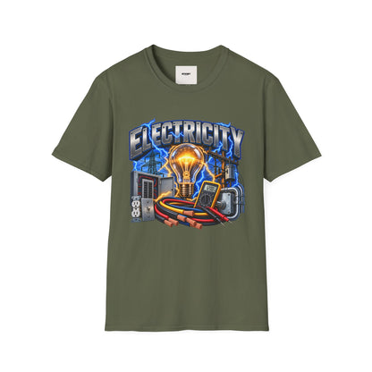 Electricity Graphic T-Shirt — Vintage Lightbulb Power Design