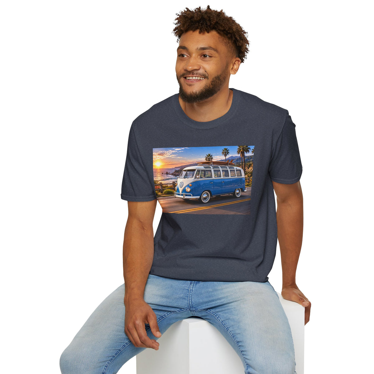 Vintage VW Bus T‑Shirt — Retro Surf Van Sunset Graphic Tee