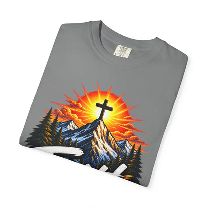 Faith Can Move Mountains T-Shirt | Christian Cross Mountain Graphic