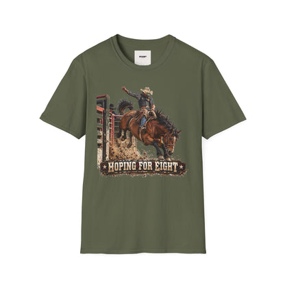 Rodeo Bucking Horse T-Shirt — 'Roping for Eight' Western Cowboy Shirt