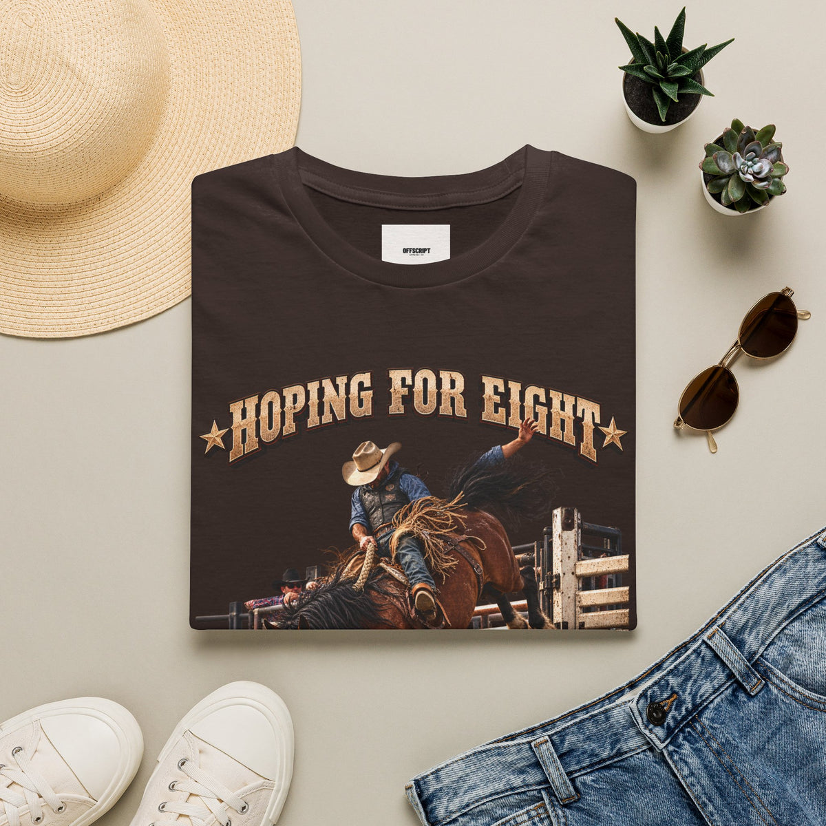 Hoping for Eight Rodeo T-Shirt — Bull Riding Western Tee