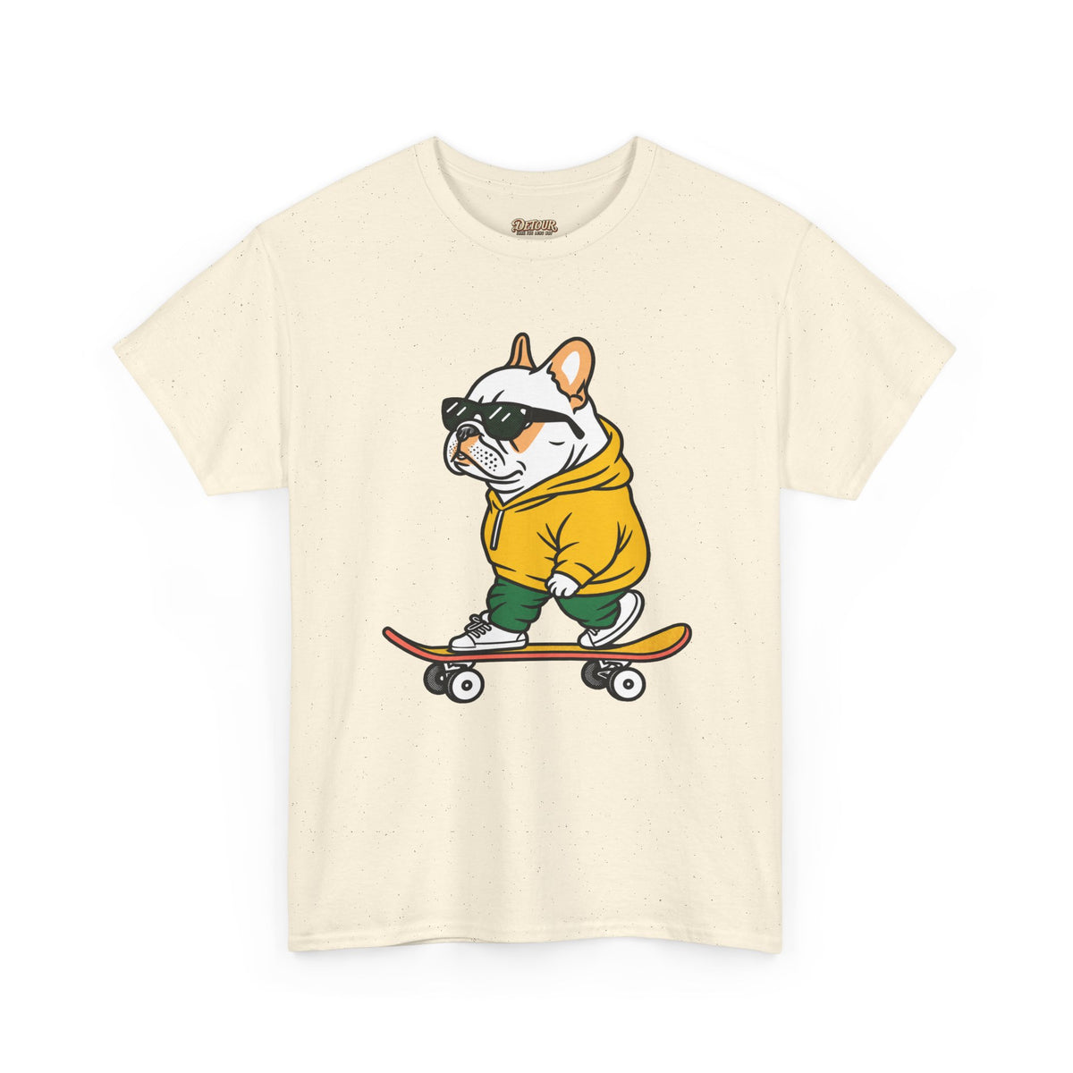 Skateboarding French Bulldog T‑Shirt – Cute Bulldog on Skateboard Graphic Tee