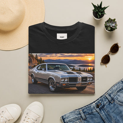 Classic Muscle Car Sunset T-Shirt — Vintage Oldsmobile Photo Tee
