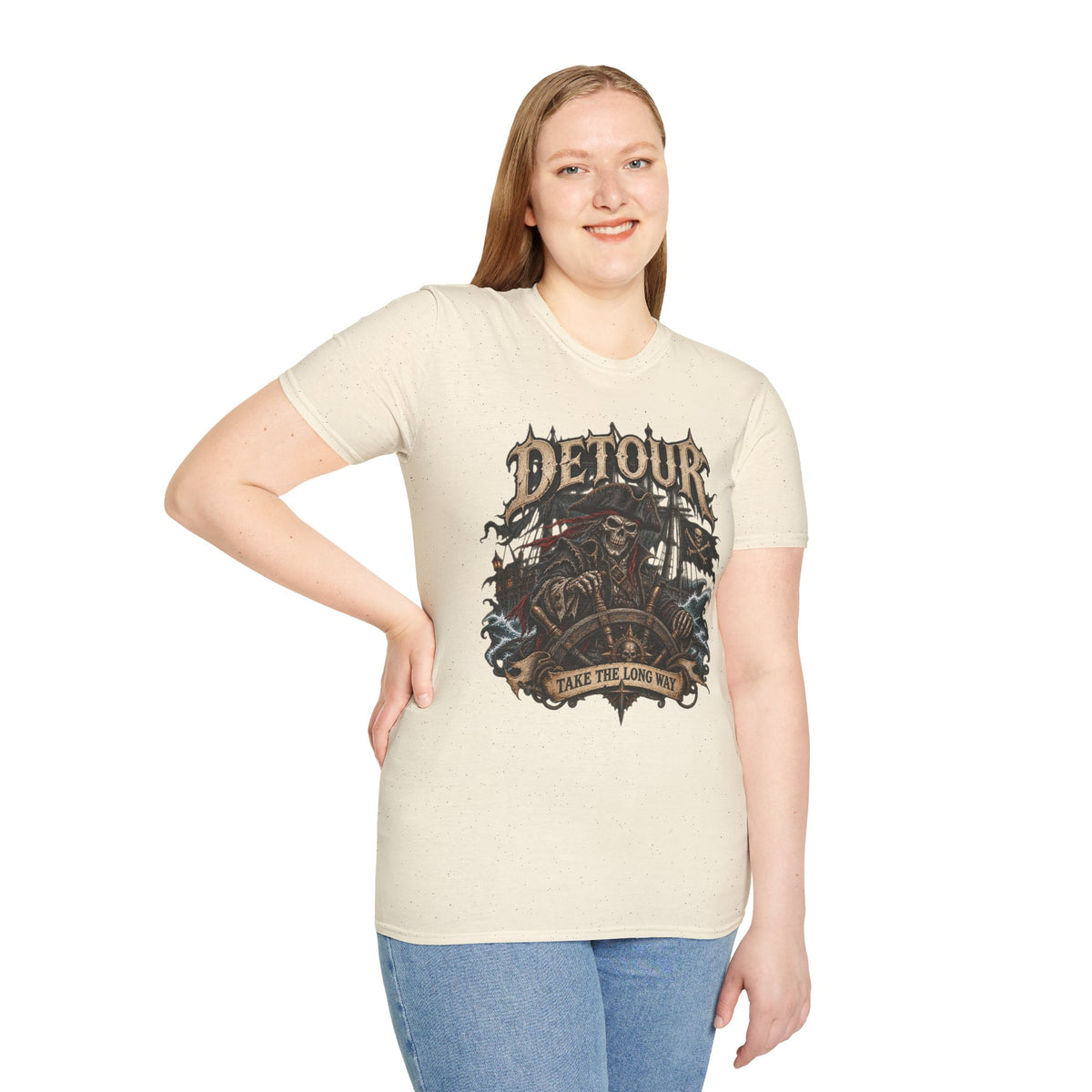 Detour Skull T-Shirt — "Take the Long Way" Vintage Biker Graphic Tee