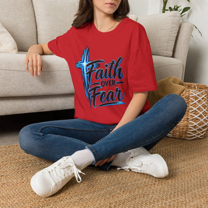 Faith Over Fear T‑Shirt — Christian Cross Inspirational Graphic Tee