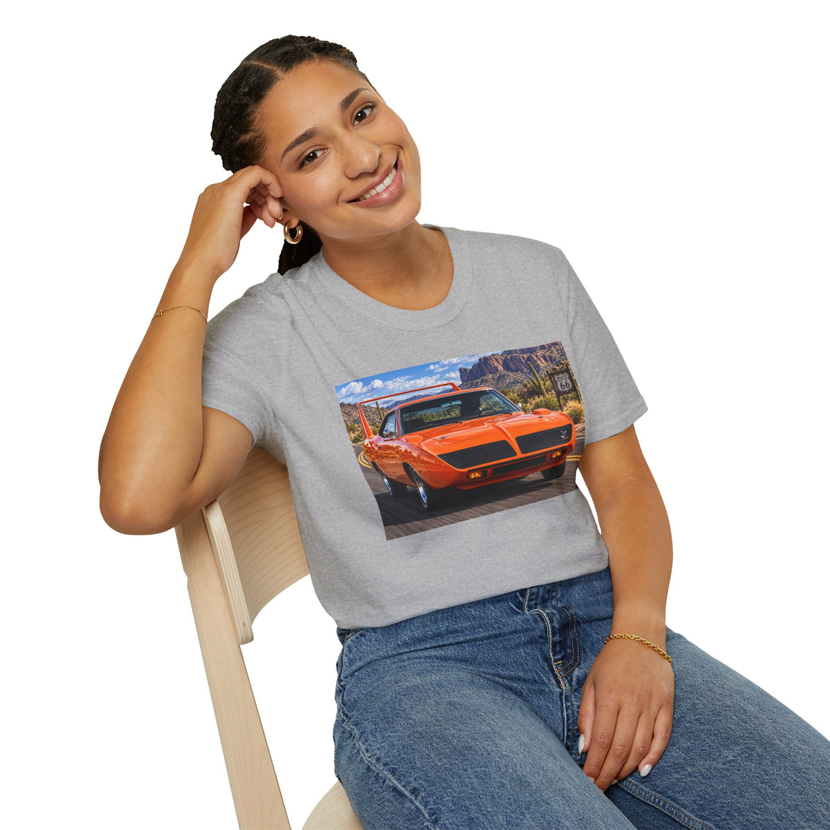 Classic Orange Muscle Car T-Shirt — Route 66 Roadtrip Tee