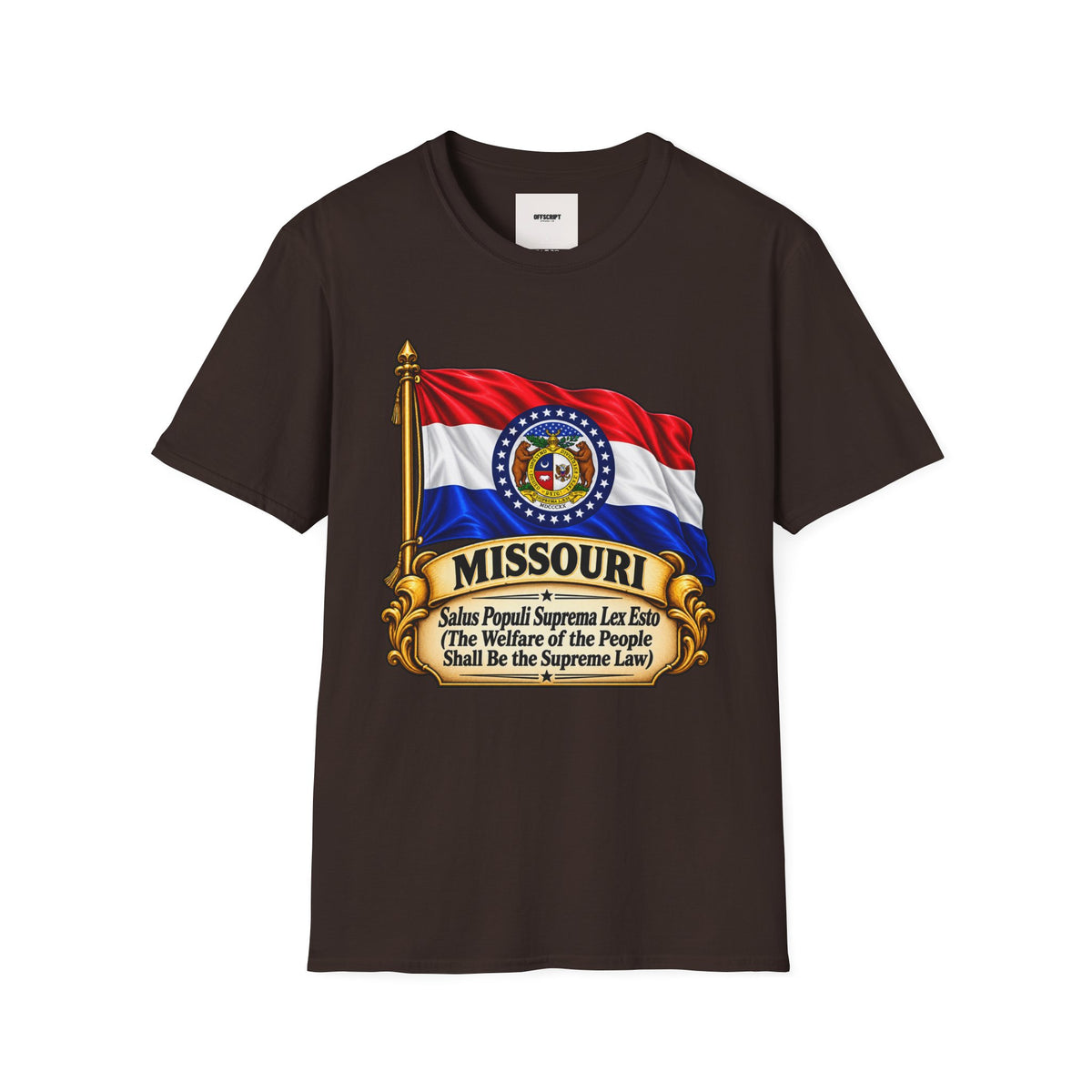 Missouri Flag T‑Shirt — State Seal & Motto Folded Flag Tee