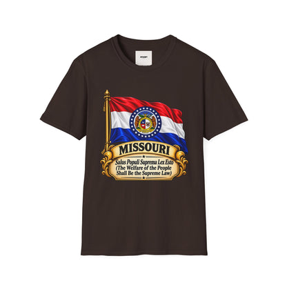 Missouri Flag T‑Shirt — State Seal & Motto Folded Flag Tee