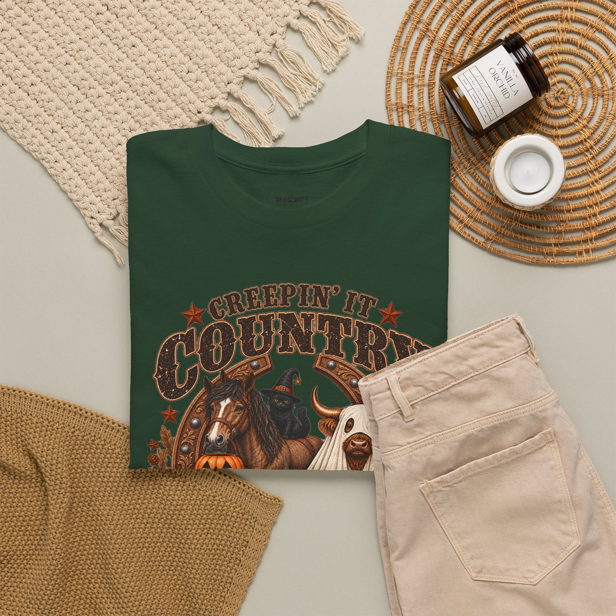 Country Halloween Tee — "Keepin' It Country Boo Y'all" Farm Animal Pumpkin T-Shirt