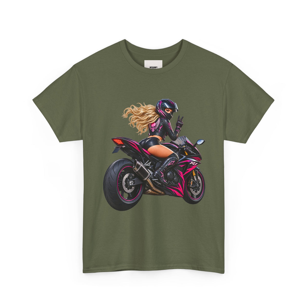Motorcycle Girl Tee — Feminine Sportbike Rider Graphic Shirt