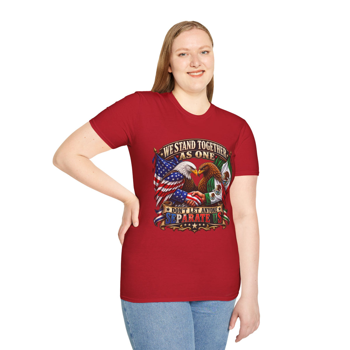 We Stand Together As One Eagle T-Shirt — USA & Mexico Unity Patriotic Tee