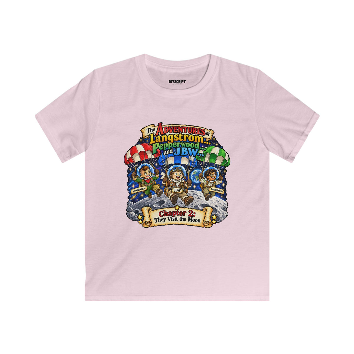 Kids Tee — The Adventures of Langstrom, Pepperwood & JBW: Chapter 2 "This Was The Moon"