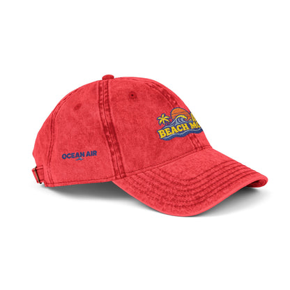 Vintage Embroidered Beach House Cap — Washed Red Dad Hat