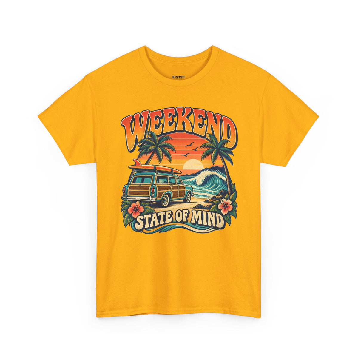 Weekend State of Mind Tee – Retro Surf Van Sunset T-Shirt