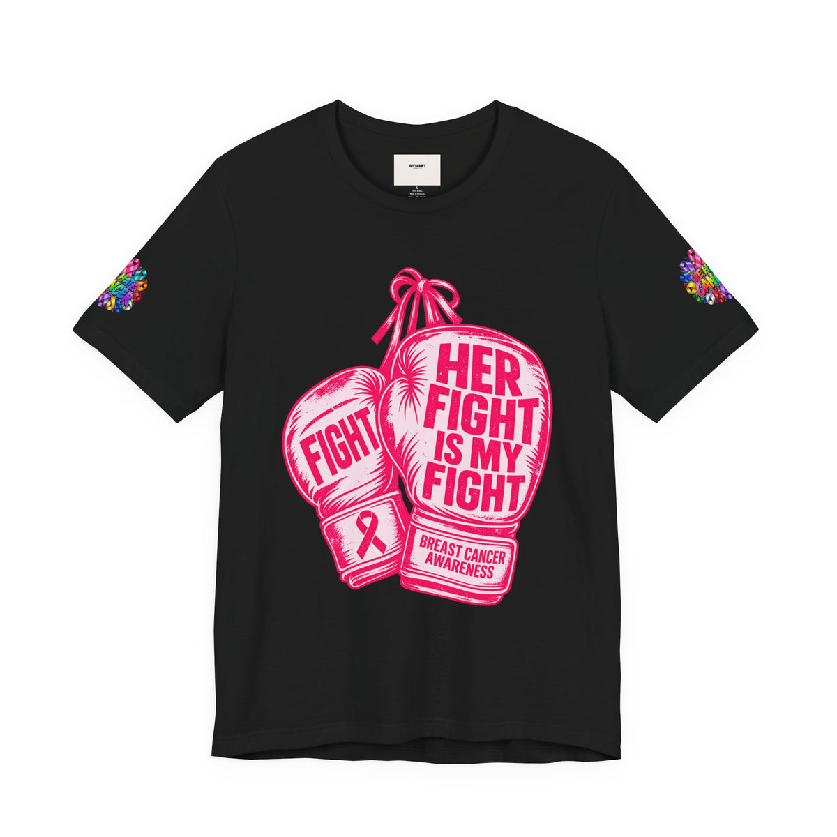 Breast Cancer Awareness Tee – “Her Fight Is My Fight” Boxing Gloves T-Shirt