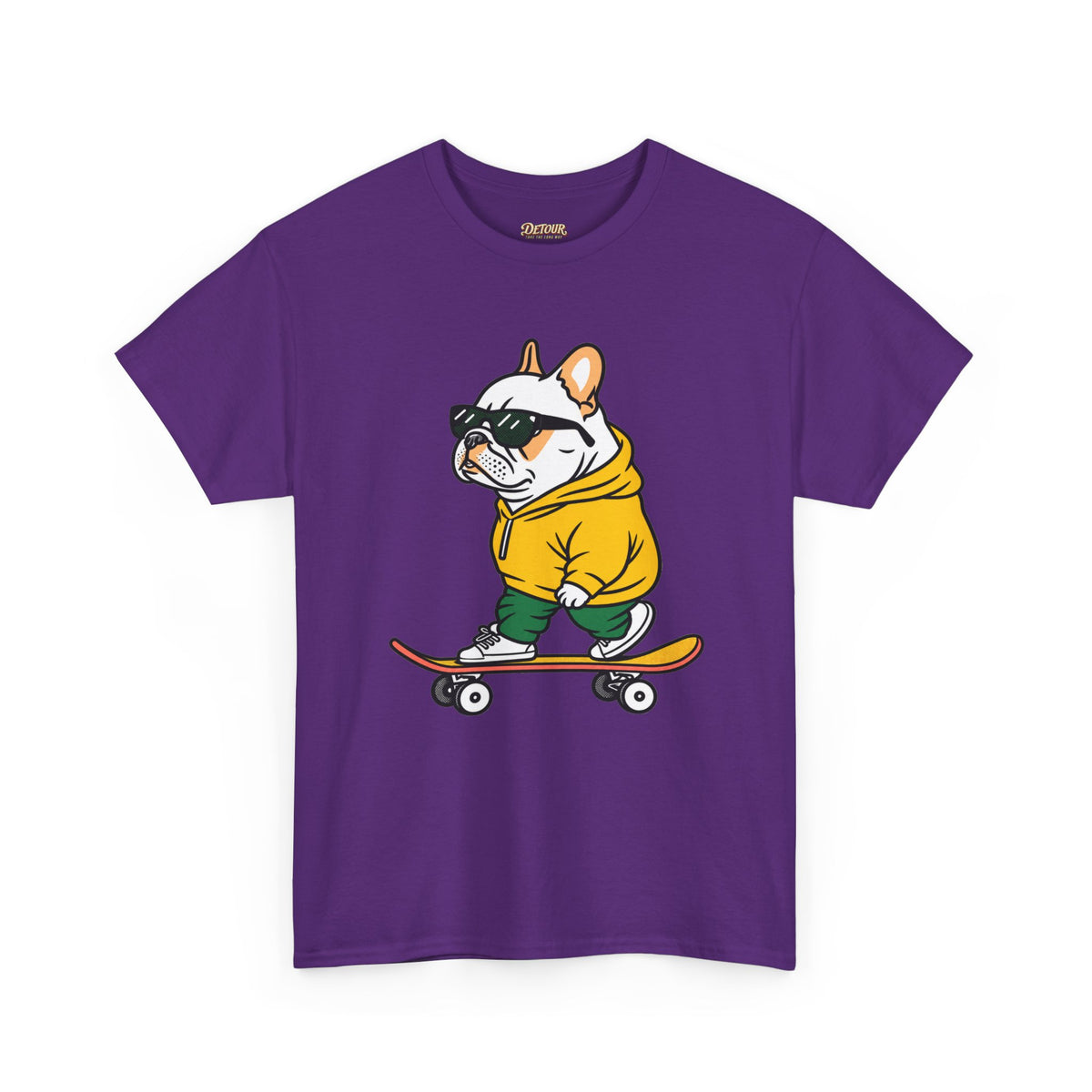 Skateboarding French Bulldog T‑Shirt – Cute Bulldog on Skateboard Graphic Tee