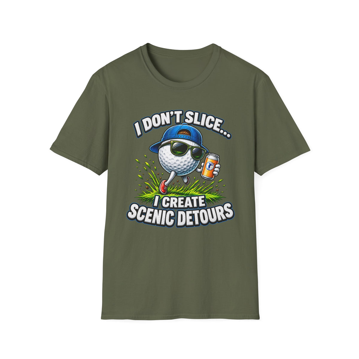 Golf T-Shirt — "I Don't Slice... I Create Scenic Detours" Funny Golfer Tee