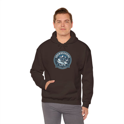 Snowboarding Hoodie – "Snowboarding Life" Graphic Pullover with Backboarder Illustration