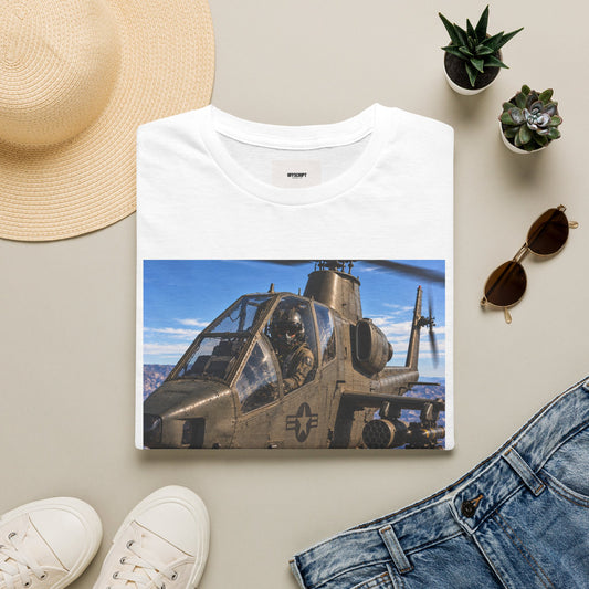 Attack Helicopter Graphic T‑Shirt – Military Aviation Photo Tee