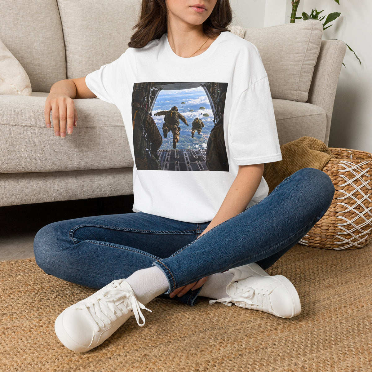 Parachute Jump Soldiers T-Shirt — Military Airborne Jump Photo Tee