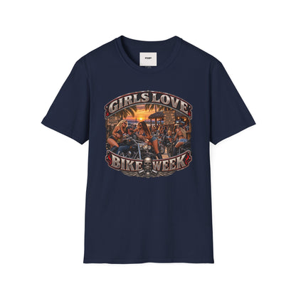 Girls Love Bike Week T-Shirt — Biker Bar Sunset Graphic Tee