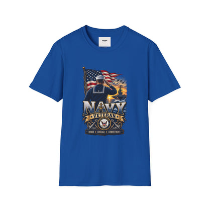 Navy Veteran Salute T‑Shirt – American Flag Military Tribute