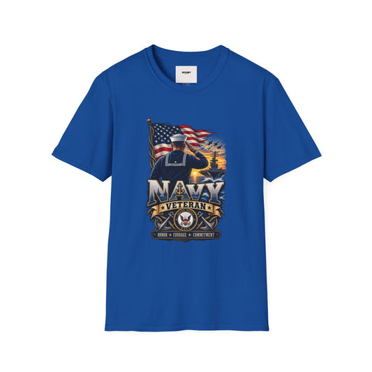 Navy Veteran Salute T‑Shirt – American Flag Military Tribute