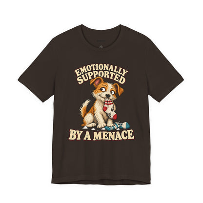 Emotionally Supported by a Menace Tee — Cute Puppy Graphic T‑Shirt