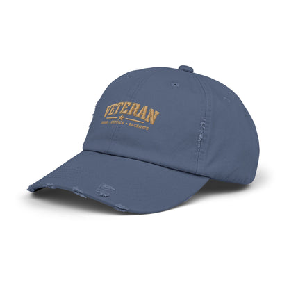 Veteran Distressed Cap — Honor Courage Sacrifice Embroidered Hat