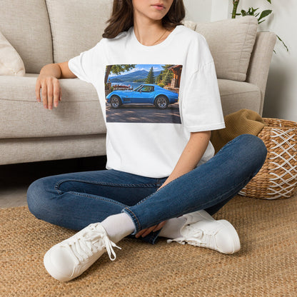 1968 Chevrolet Corvette Stingray Graphic T‑Shirt — Blue Classic Car Lakefront Print