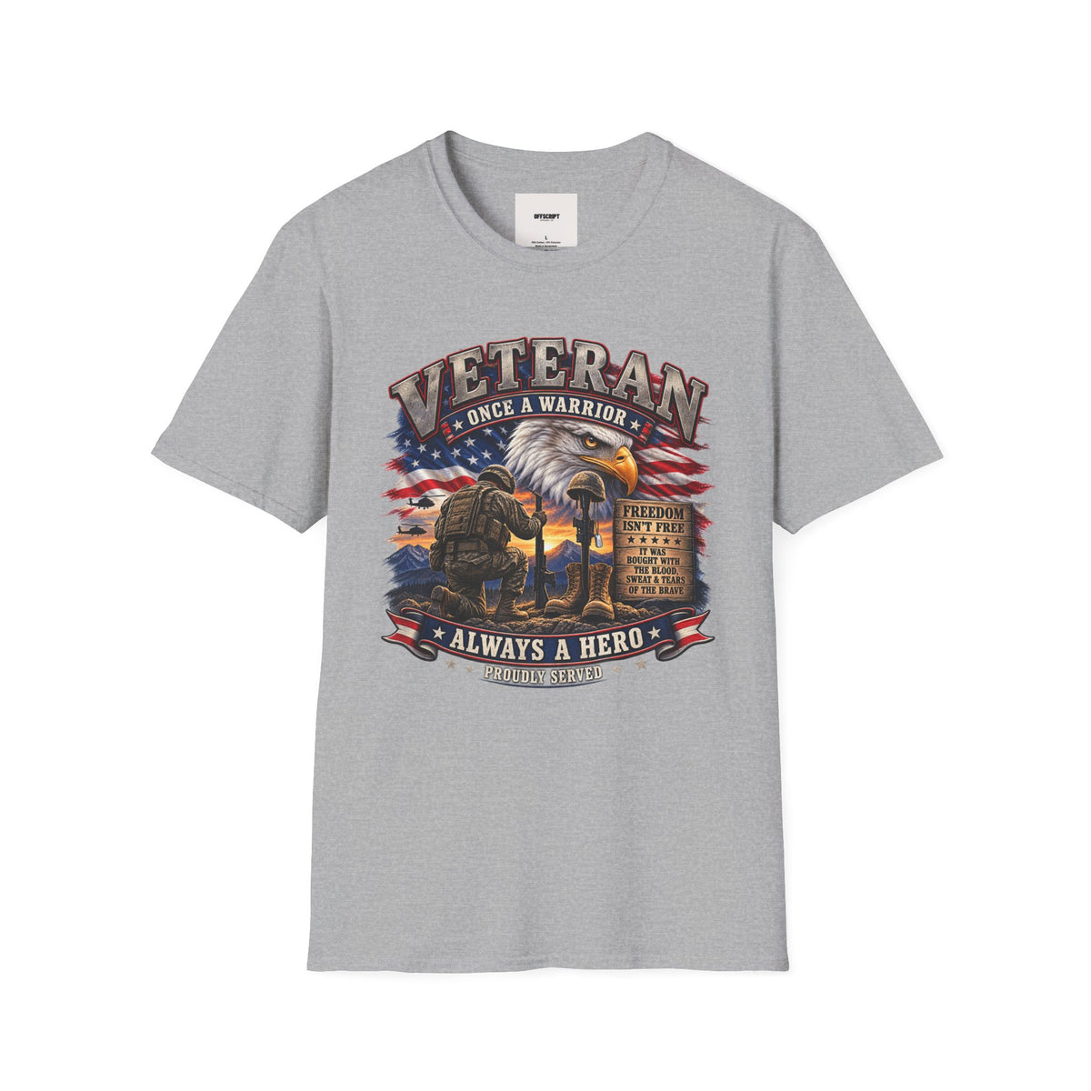 Veteran Once a Warrior T-Shirt — Patriotic Eagle & Flag Military Tribute