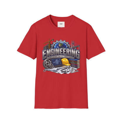 Engineering Graphic T-Shirt — STEM Design with Tools, Globe & 'Engineering' Text