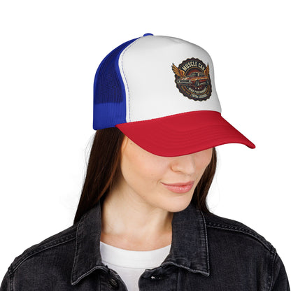 Muscle Car Emblem Trucker Cap | Vintage Hotrod Logo