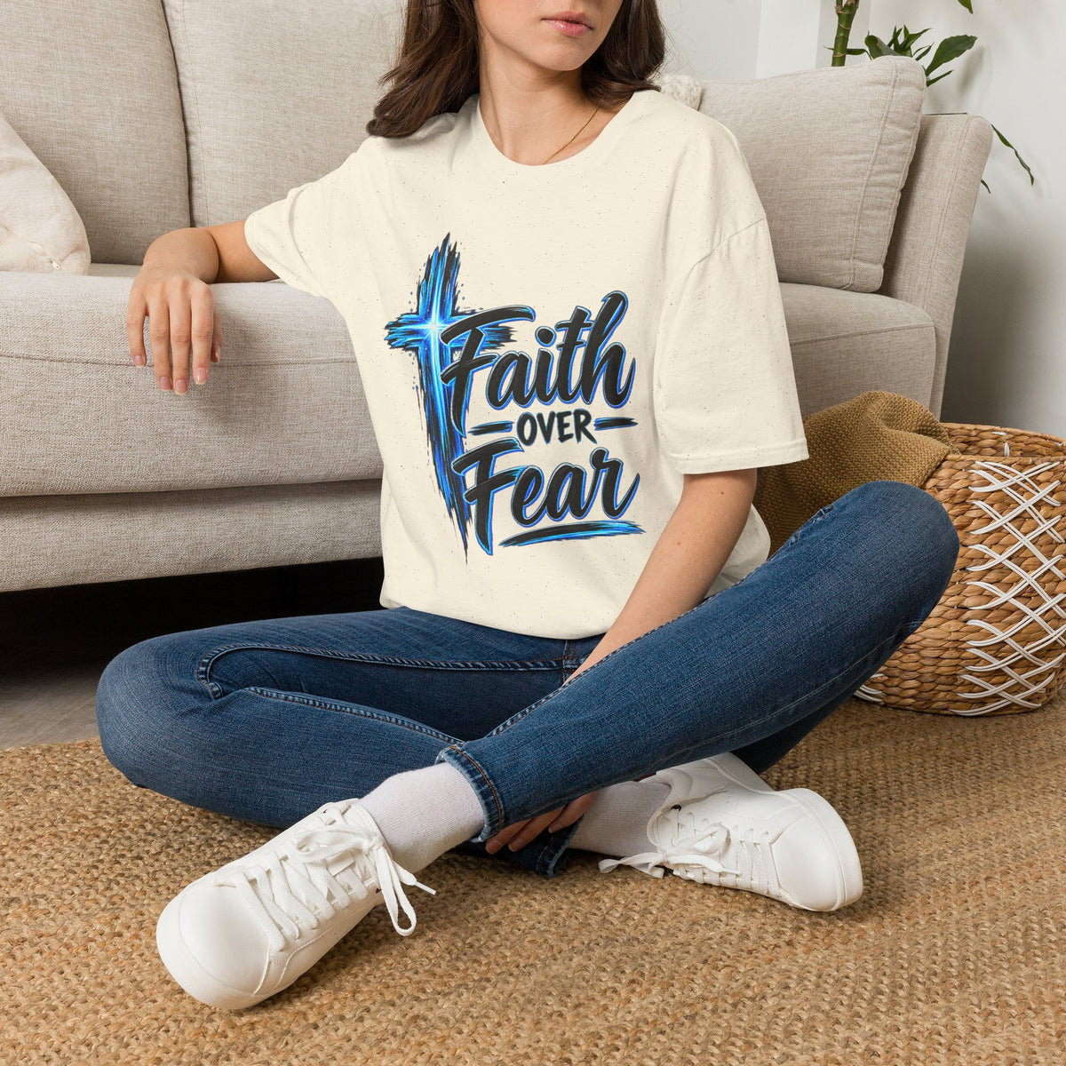 Faith Over Fear T‑Shirt — Christian Cross Inspirational Graphic Tee