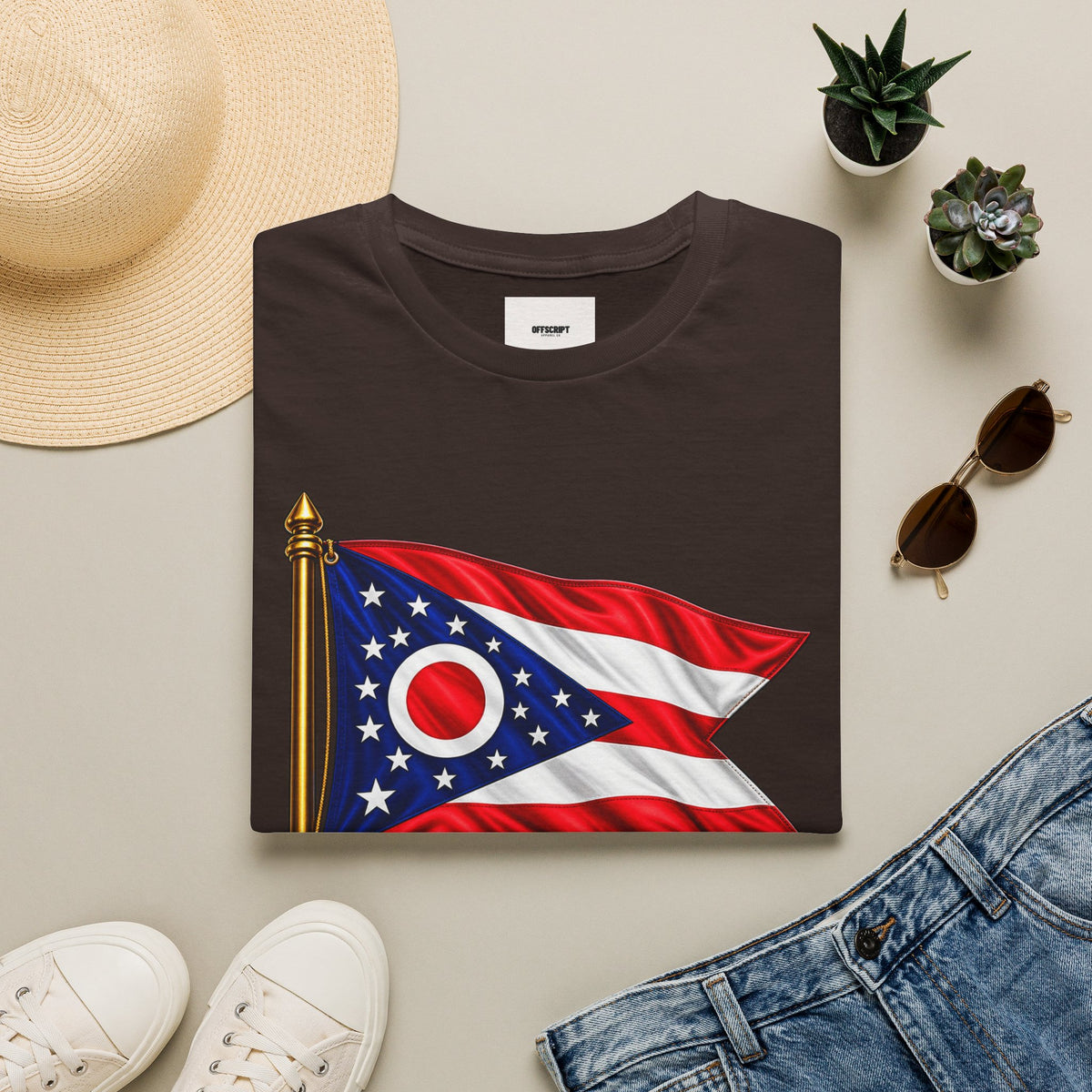 Ohio Flag T-Shirt — "With God All Things Are Possible" Patriotic Tee