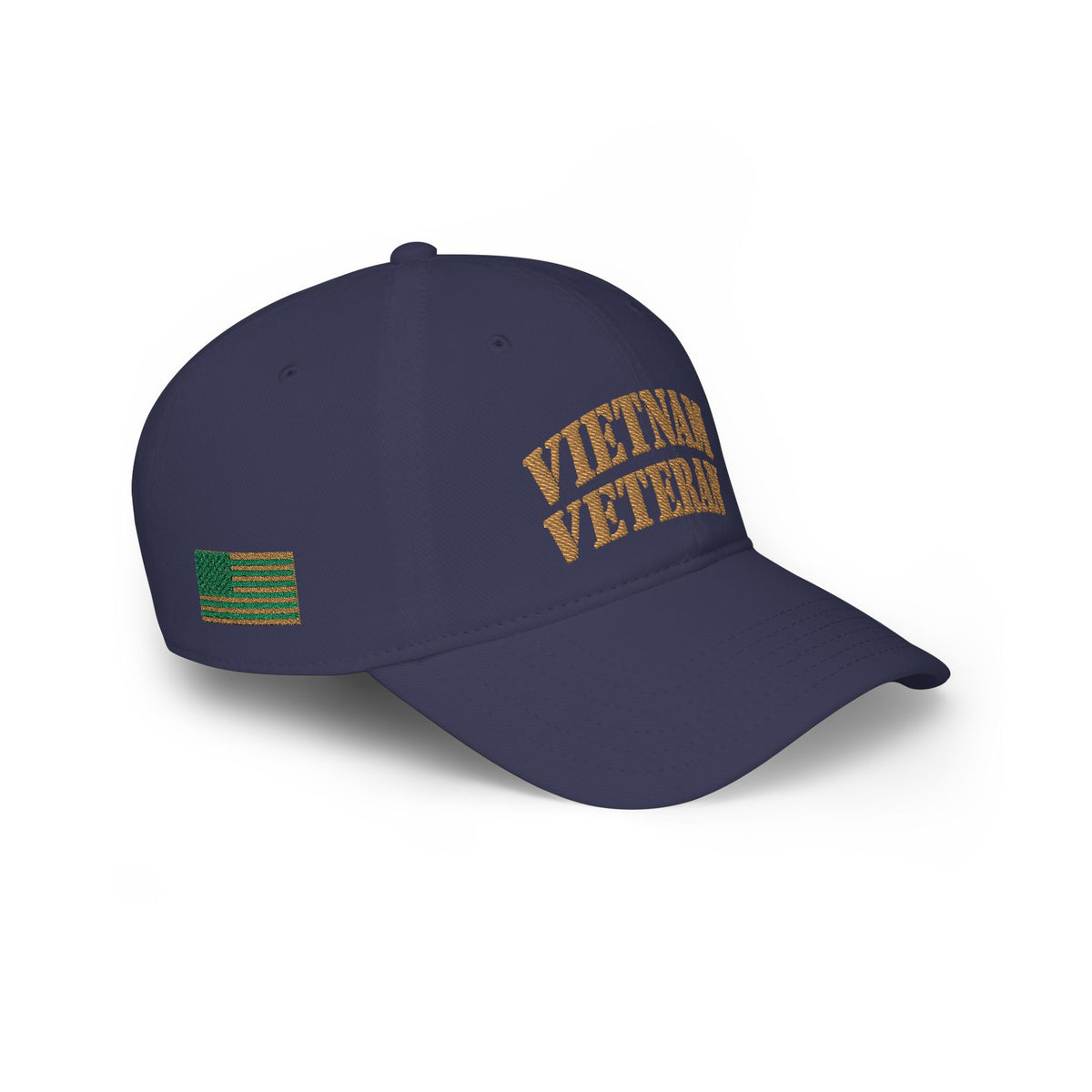 Vietnam Veteran Baseball Cap — Embroidered Gold Text Low Profile Hat for Veterans & Memorial Events