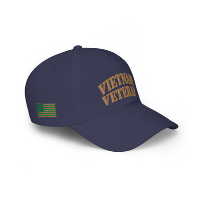 Vietnam Veteran Baseball Cap — Embroidered Gold Text Low Profile Hat for Veterans & Memorial Events