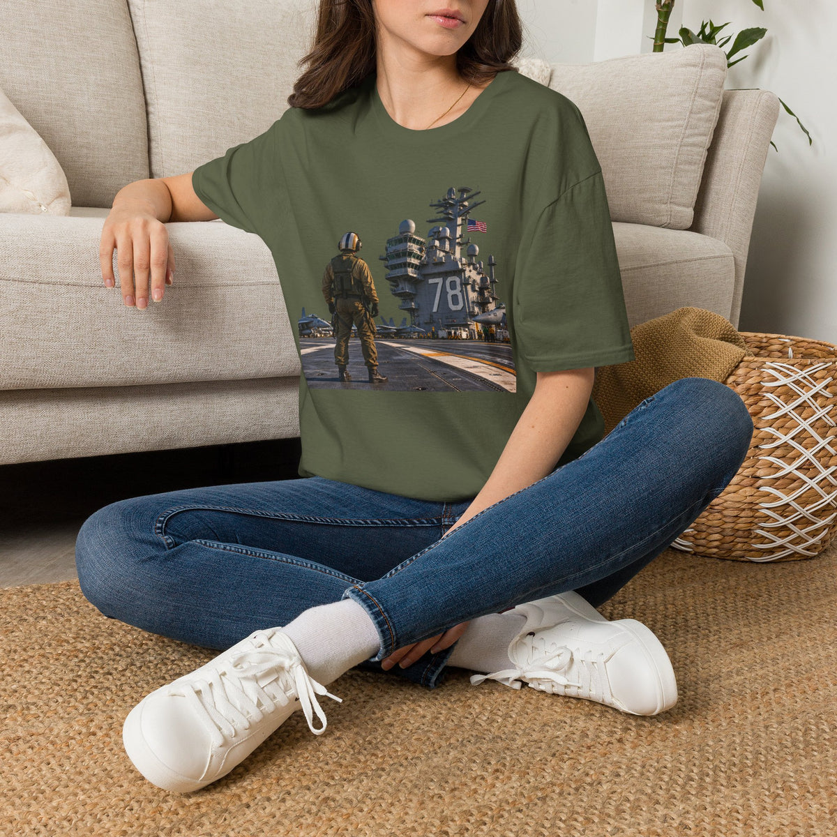 Aircraft Carrier Deck T‑Shirt – Navy Sailor & Carrier 78 Graphic
