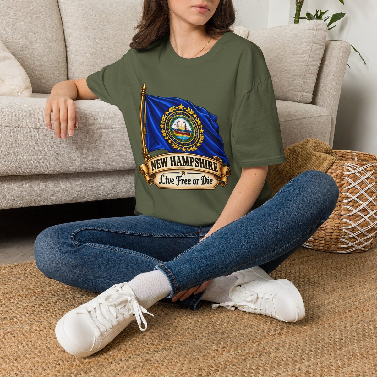 New Hampshire Flag T-Shirt — "Live Free or Die" State Pride Tee