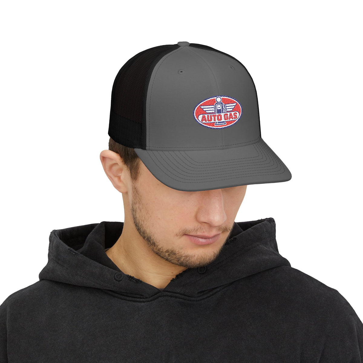 Auto Gas Vintage Trucker Cap — Retro Petrol Logo Snapback