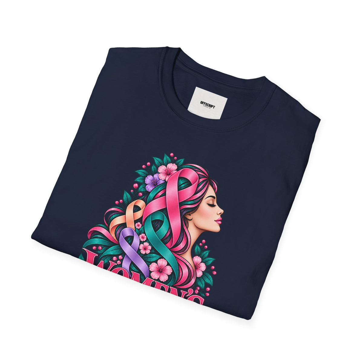 Women's Cancer Awareness T-Shirt — Pink Ribbon Floral Support Tee