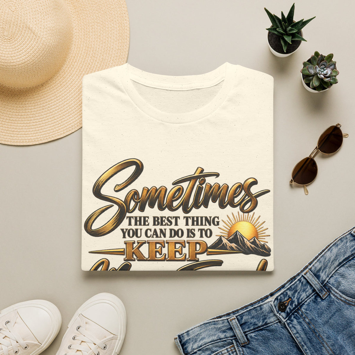 Sometimes Keep Moving Forward T-Shirt — Motivational Sunrise Graphic Tee