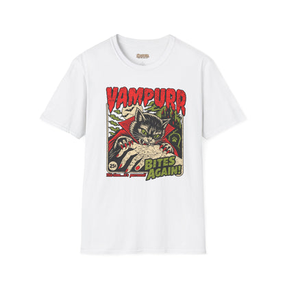 Vampurr Bites Again Cat Horror Graphic T-Shirt