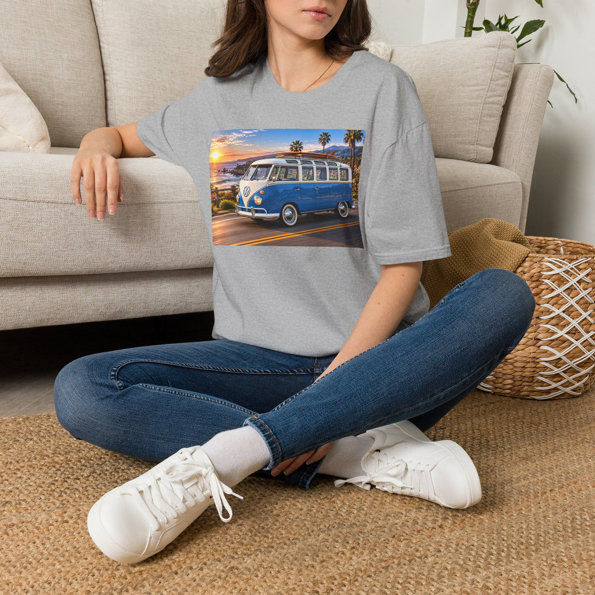Vintage VW Bus T‑Shirt — Retro Surf Van Sunset Graphic Tee