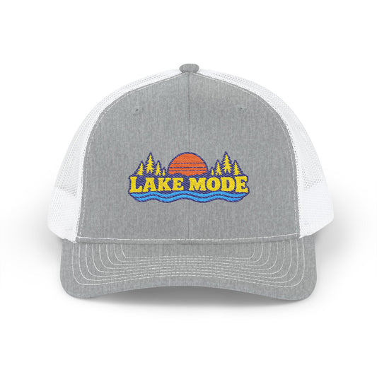 Lake Mode Trucker Hat — Embroidered Sunset Snapback Cap