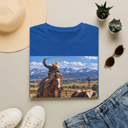 Cowboy Roping Photo T-Shirt — Western Ranch Scenic Tee