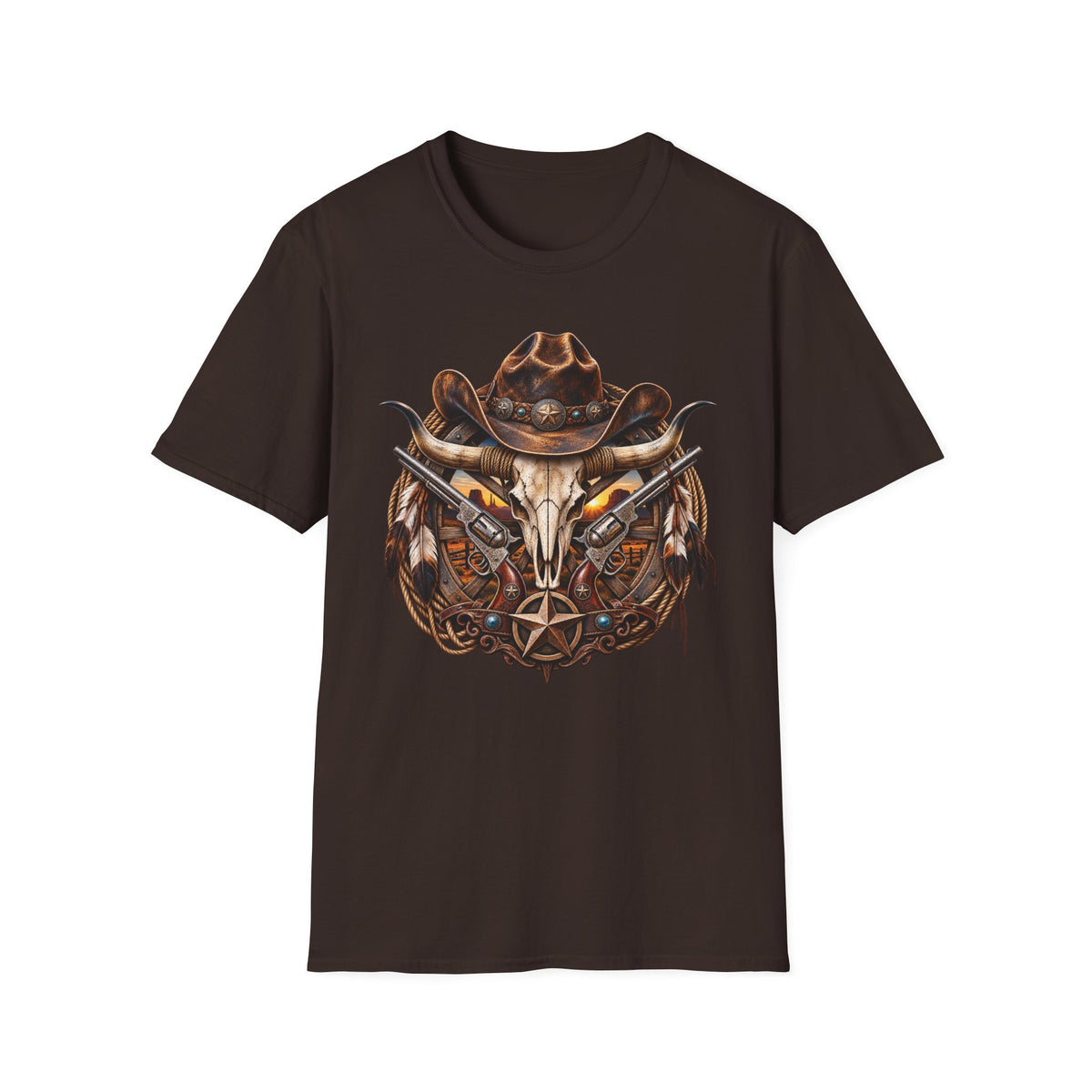 Cowboy Skull T-Shirt — Western Gunslinger Graphic Tee